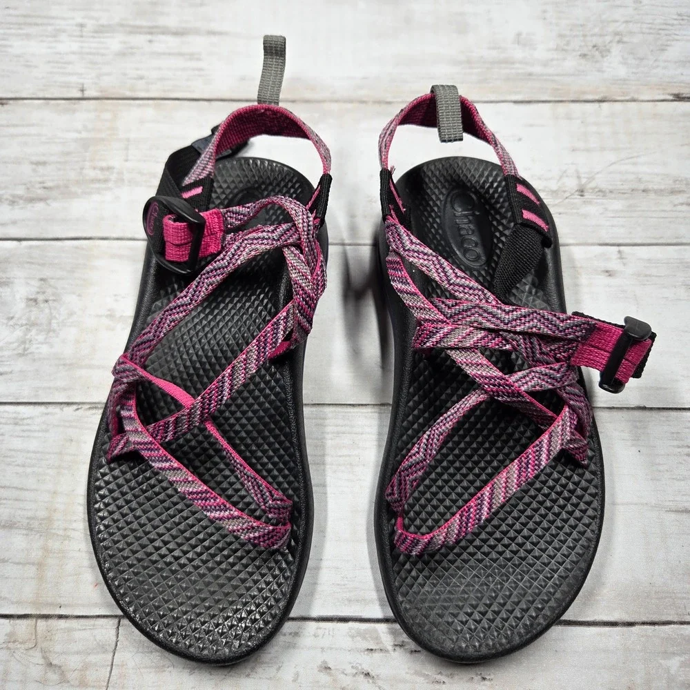Chaco Z/1 Ecotread Strappy Athletic Sandals Kid 3 Pink Purple Chevron Water Shoe